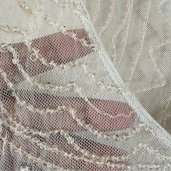 Johnny Was Biya Lace Mesh Maxi Dress Size S Pale Mint Beaded Boho Embroidered - Picture 3 of 12